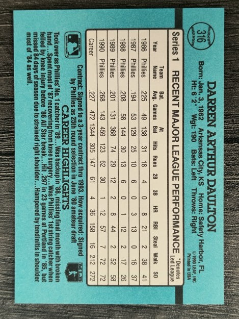 1991 Donruss #316 Darren Daulton