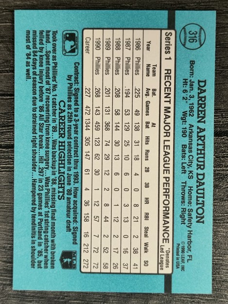 1991 Donruss #316 Darren Daulton