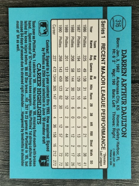 1991 Donruss #316 Darren Daulton