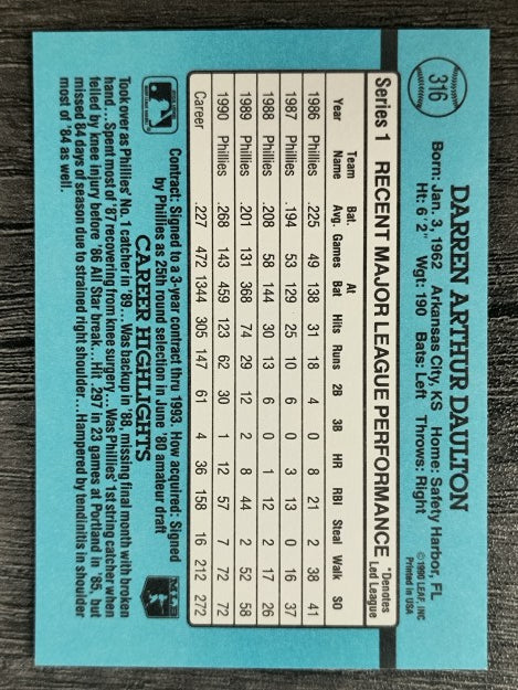 1991 Donruss #316 Darren Daulton