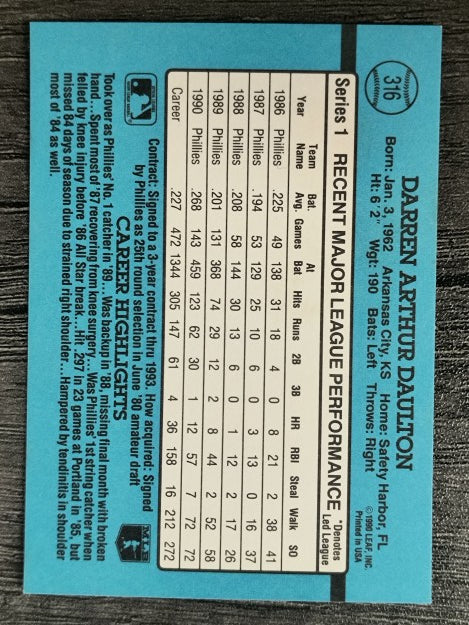 1991 Donruss #316 Darren Daulton
