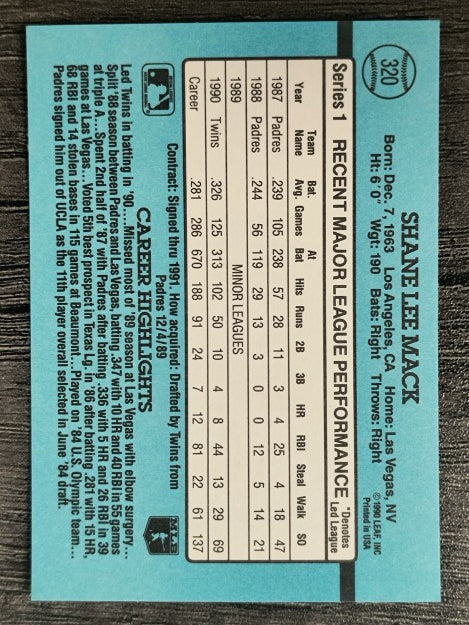 1991 Donruss #320 Shane Mack