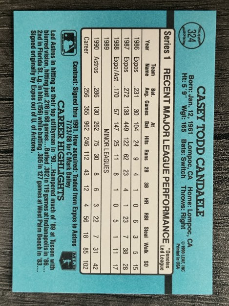 1991 Donruss #324 Casey Candaele