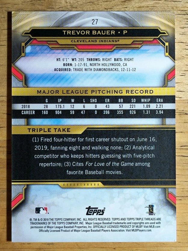 2019 Topps Triple Threads #27 Trevor Bauer