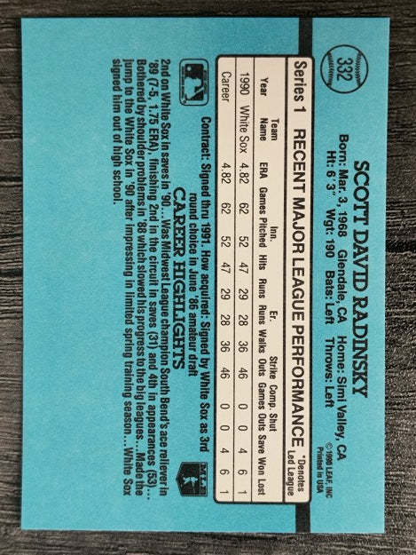 1991 Donruss #332 Scott Radinsky
