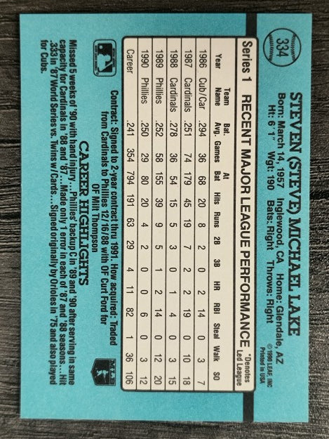 1991 Donruss #334 Steve Lake