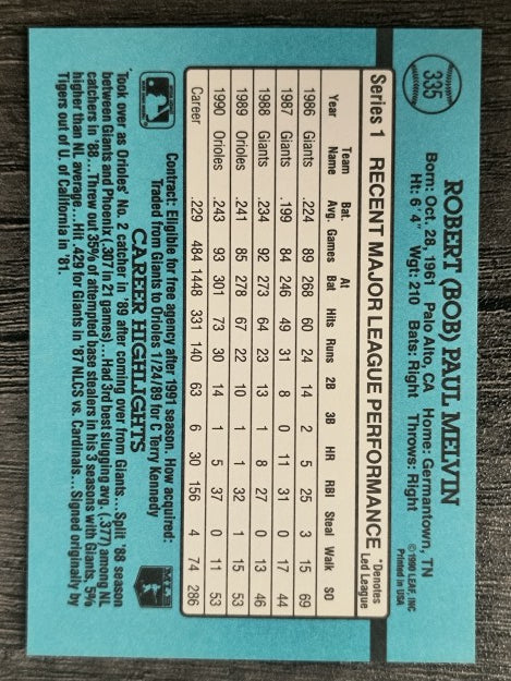 1991 Donruss #335 Bob Melvin