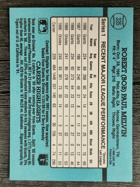1991 Donruss #335 Bob Melvin