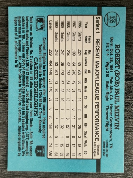 1991 Donruss #335 Bob Melvin