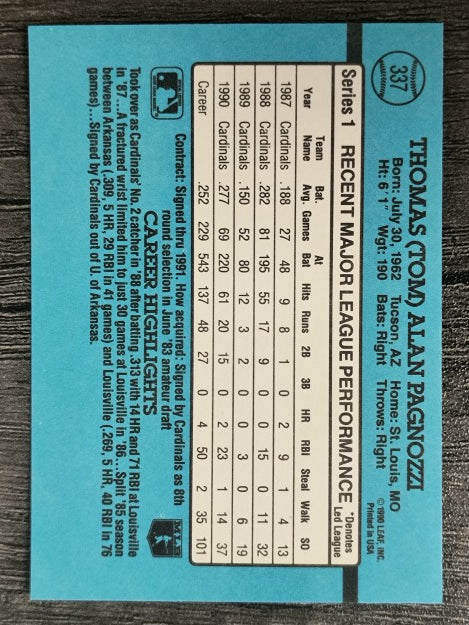 1991 Donruss #337 Tom Pagnozzi
