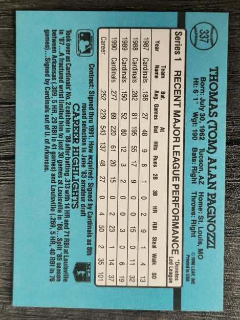 1991 Donruss #337 Tom Pagnozzi