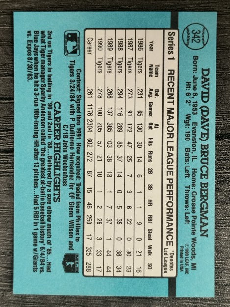 1991 Donruss #342 Dave Bergman