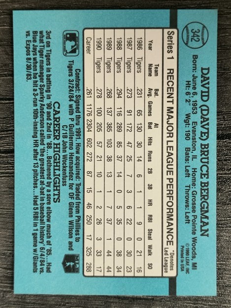 1991 Donruss #342 Dave Bergman