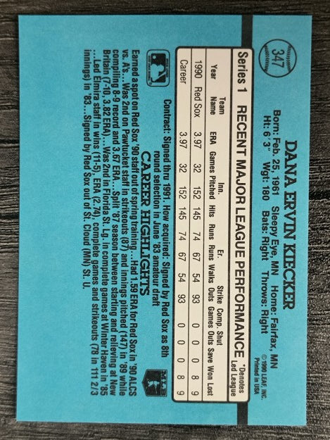 1991 Donruss #347 Dana Kiecker
