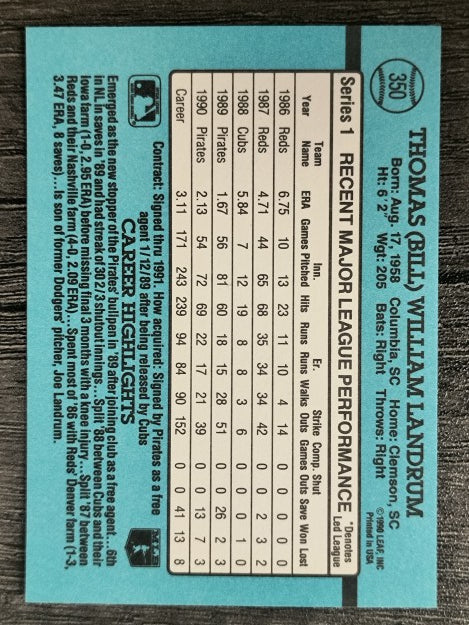 1991 Donruss #350 Bill Landrum