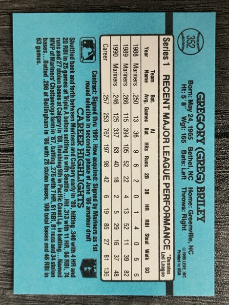 1991 Donruss #352 Greg Briley