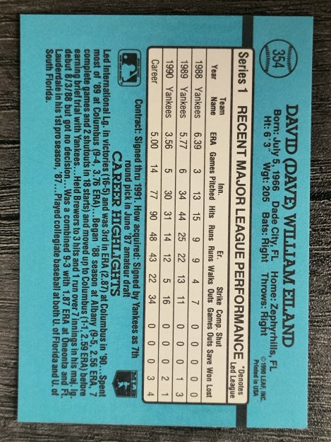 1991 Donruss #354 Dave Eiland
