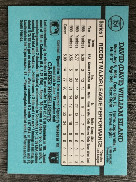1991 Donruss #354 Dave Eiland