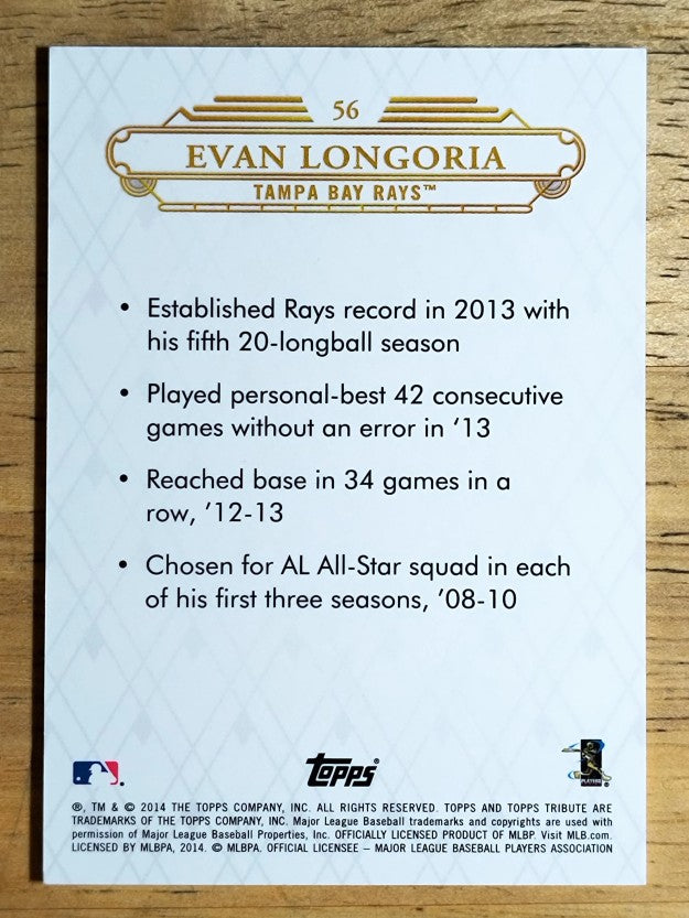 2014 Topps Tribute #56 Evan Longoria