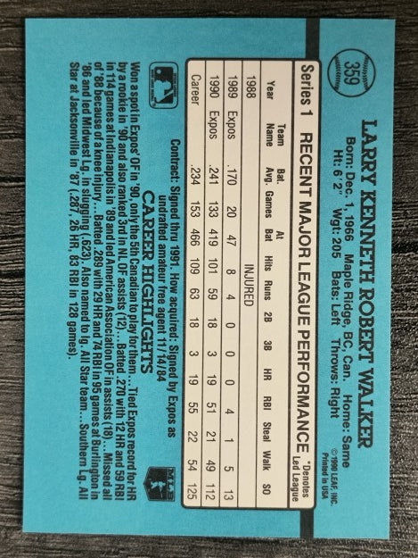 1991 Donruss #359 Larry Walker