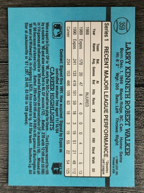 1991 Donruss #359 Larry Walker