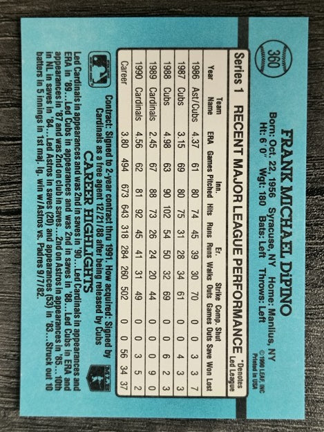1991 Donruss #360 Frank DiPino