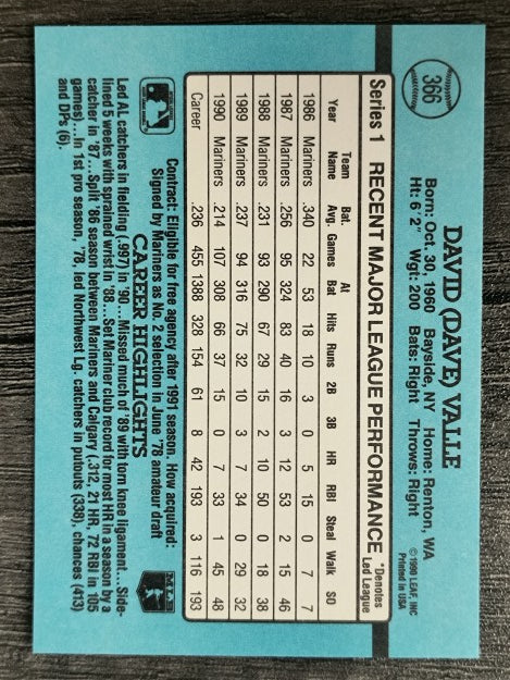 1991 Donruss #366 Dave Valle
