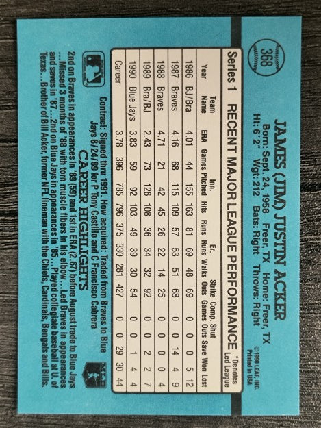 1991 Donruss #368 Jim Acker