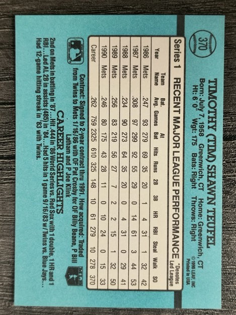 1991 Donruss #370 Tim Teufel