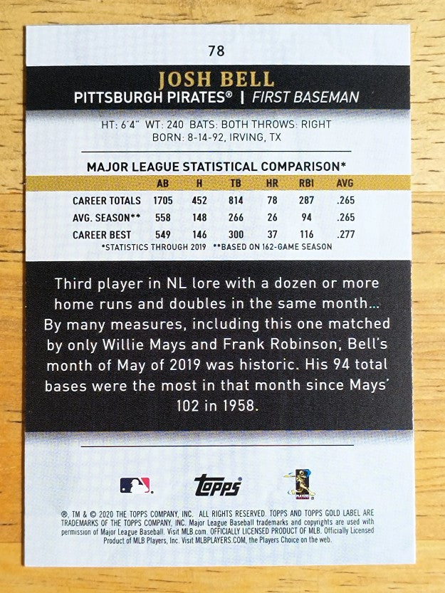 2020 Topps Gold Label Class 1 #78 Josh Bell