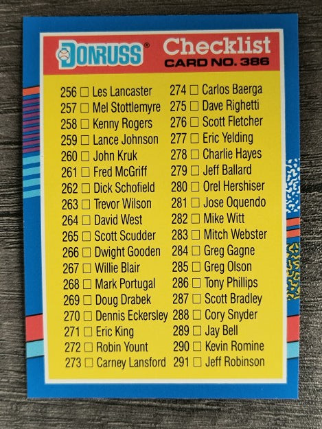 1991 Donruss #386 Checklist 256-331
