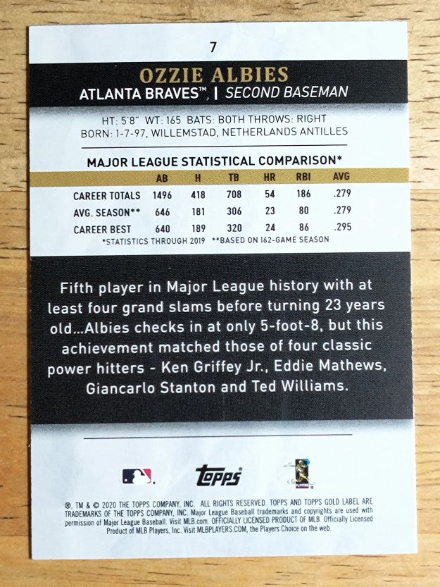 2020 Topps Gold Label Class 1 #7 Ozzie Albies