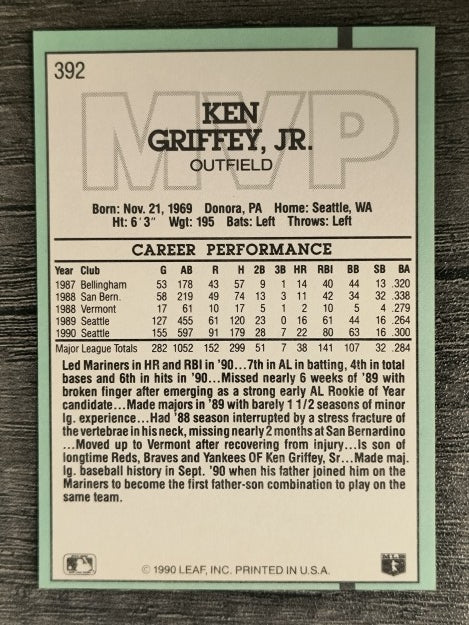 1991 Donruss #392 Ken Griffey Jr. MVP