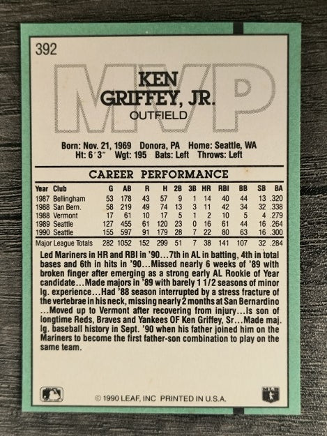1991 Donruss #392 Ken Griffey Jr. MVP