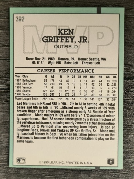 1991 Donruss #392 Ken Griffey Jr. MVP