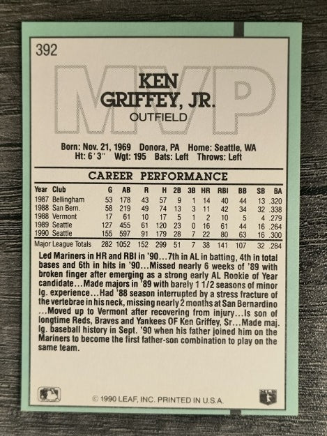 1991 Donruss #392 Ken Griffey Jr. MVP