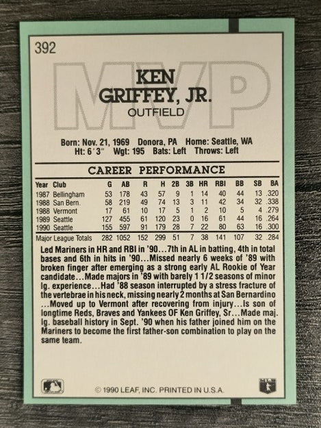 1991 Donruss #392 Ken Griffey Jr. MVP