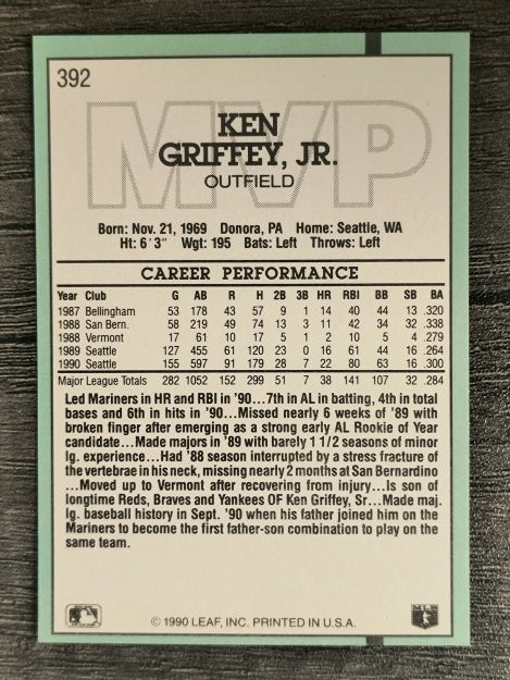 1991 Donruss #392 Ken Griffey Jr. MVP