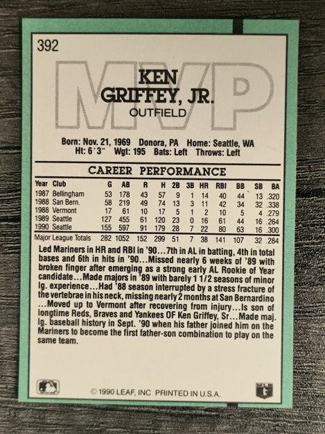 1991 Donruss #392 Ken Griffey Jr. MVP