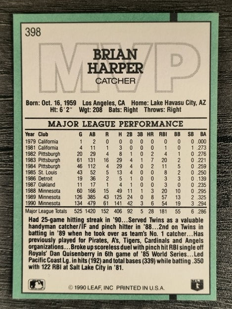 1991 Donruss #398 Brian Harper MVP