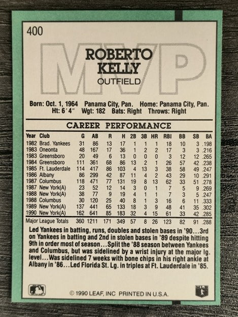 1991 Donruss #400 Roberto Kelly MVP