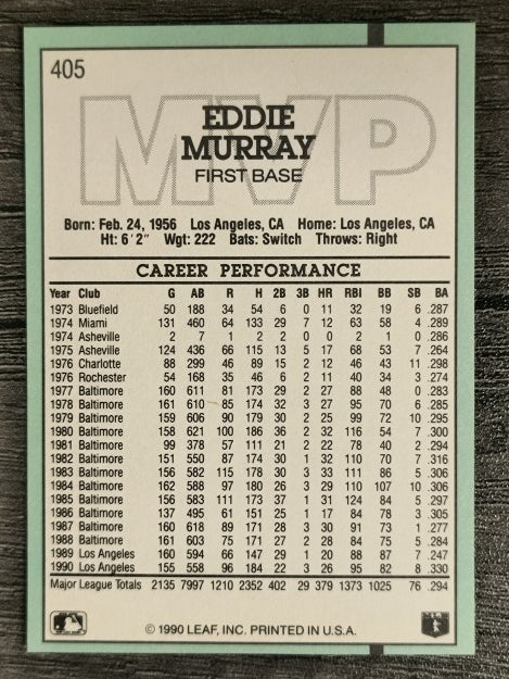 1991 Donruss #405 Eddie Murray MVP