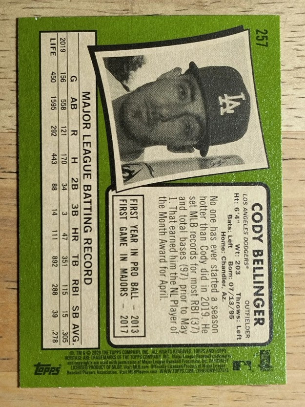 2020 Topps Heritage #257 Cody Bellinger