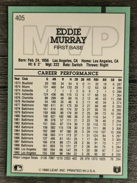 1991 Donruss #405 Eddie Murray MVP
