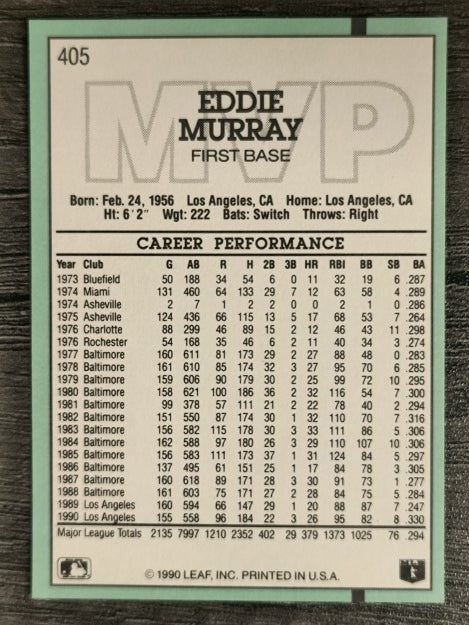 1991 Donruss #405 Eddie Murray MVP