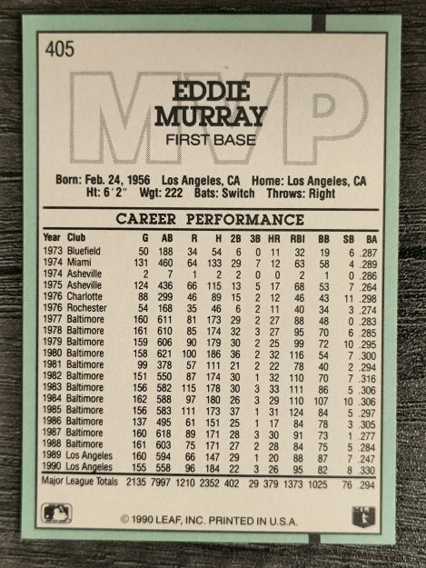 1991 Donruss #405 Eddie Murray MVP