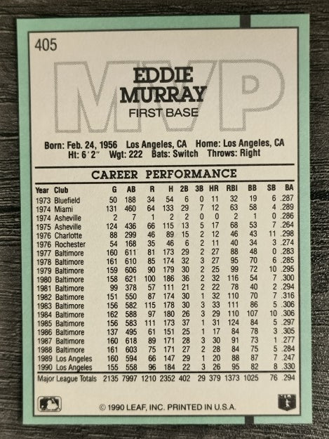 1991 Donruss #405 Eddie Murray MVP