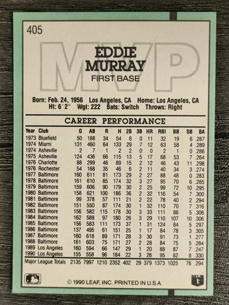 1991 Donruss #405 Eddie Murray MVP