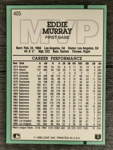 1991 Donruss #405 Eddie Murray MVP
