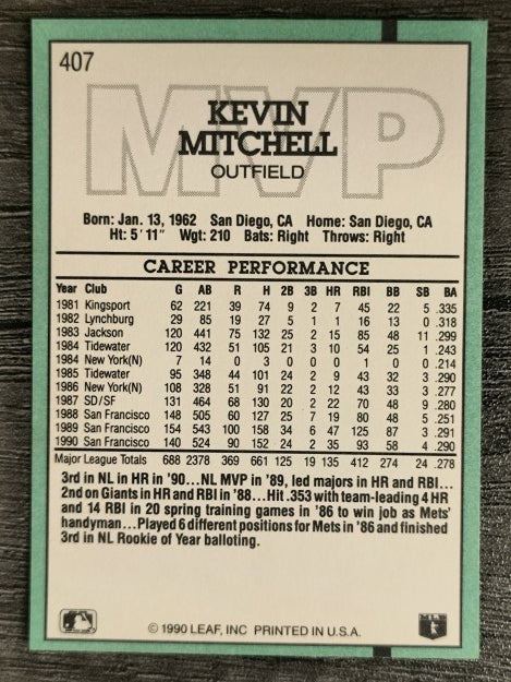 1991 Donruss #407 Kevin Mitchell MVP